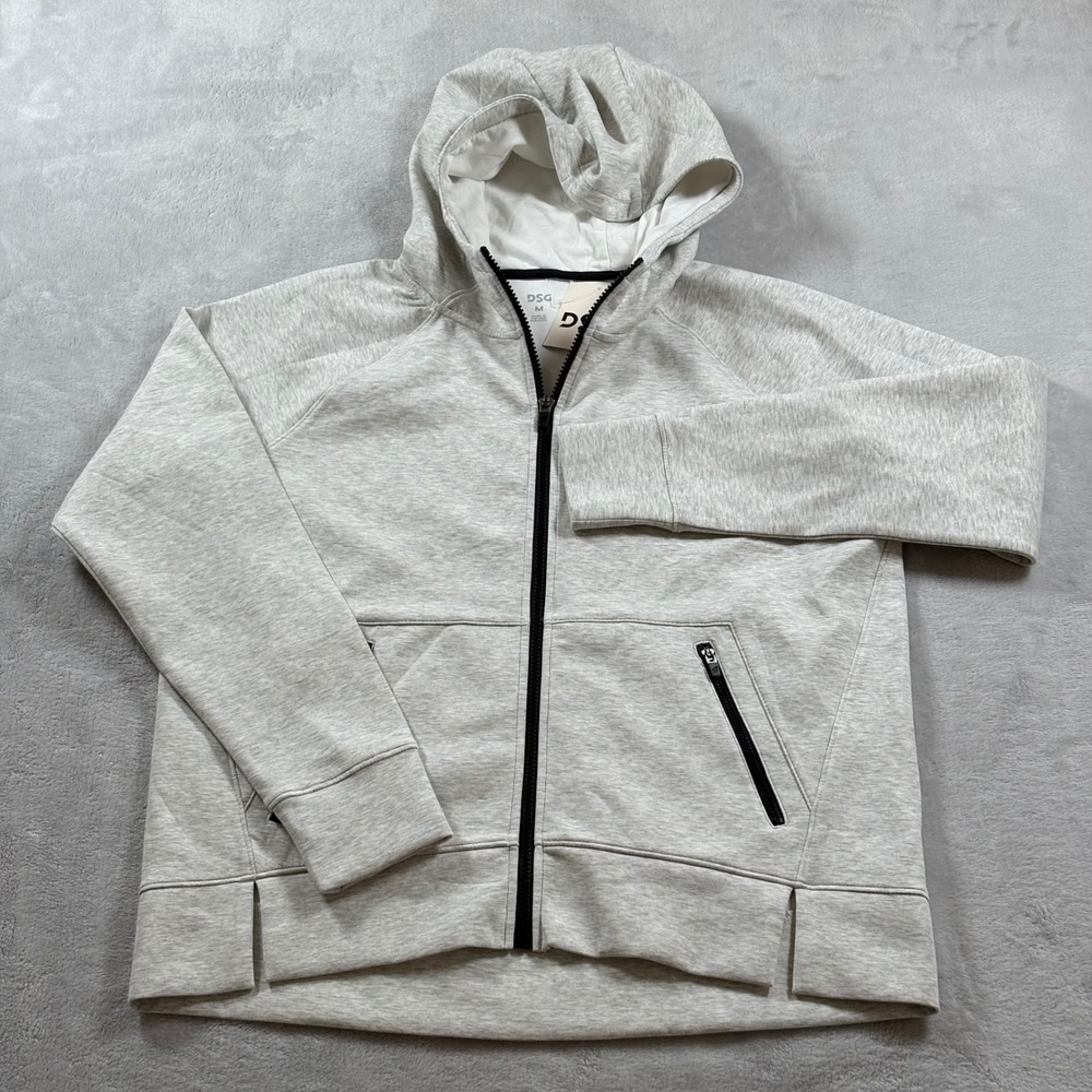 DSG Sport Fleece Full Zip Hoodie Womens Medium Light Heather Grey DAW14401H NWT